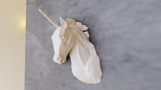 unicorn head wall mount low poly stl
