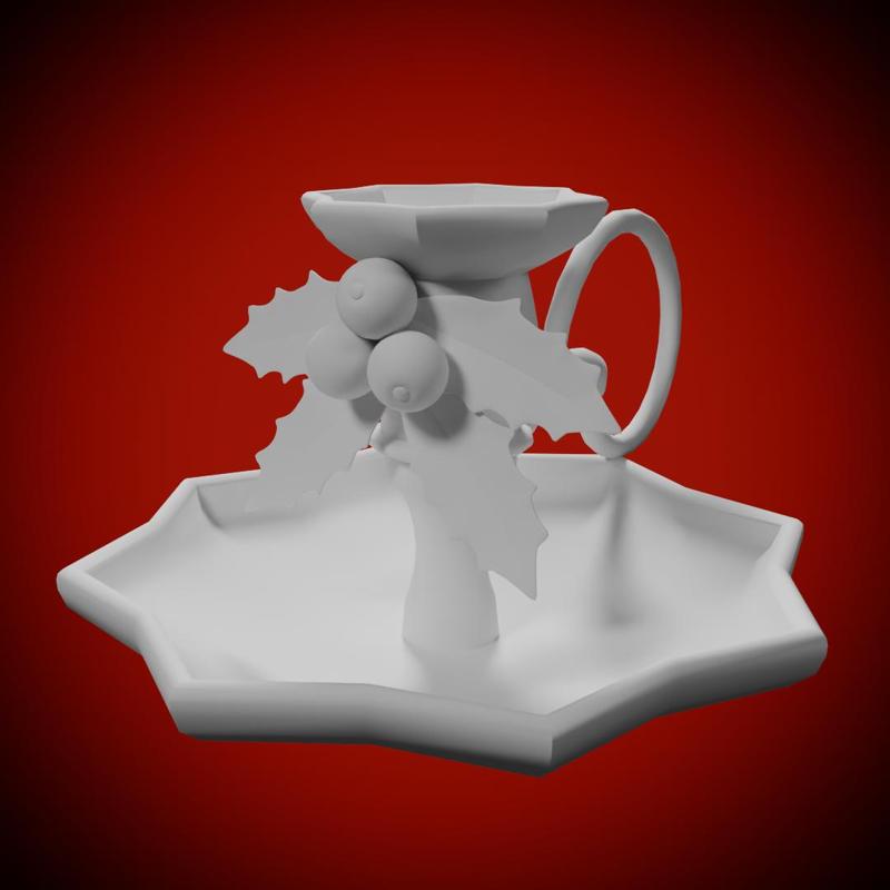 Christmas holly berries candle holder
