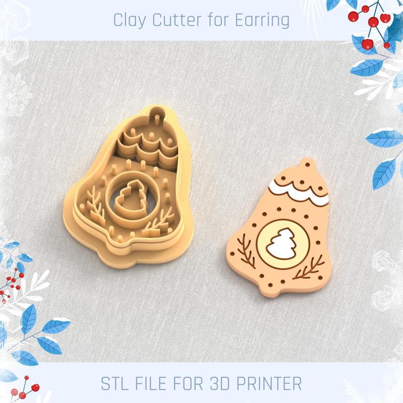 Christmas Cookies Bell Clay Cutter, Winter Earring Cutters, Christmas Clay Cutters, Mini Clay Cutters 3 Sizes