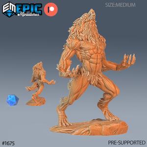 Werewolf Brute Howling ‧ DnD Miniature ‧ Tabletop Miniatures ‧ Gaming Monster ‧ 3D Model ‧ RPG ‧ DnDminis ‧ STL FILE