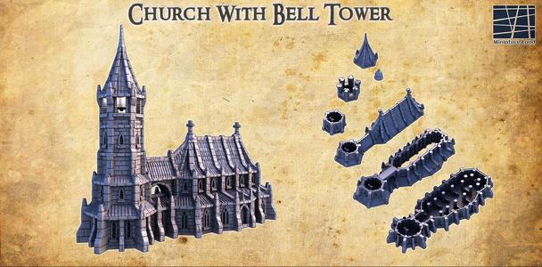 Church With Bell Tower - Tabletop Terrain - 28 MM