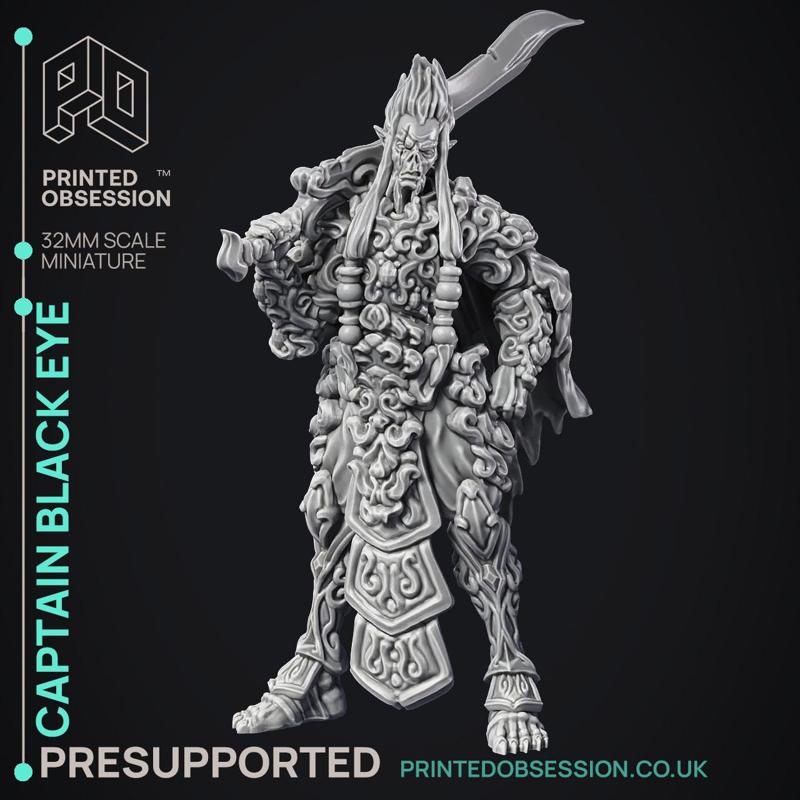 Captain Black Eye - Gyth Void Pirate - PRE SUPPORTED - D&D 32mm