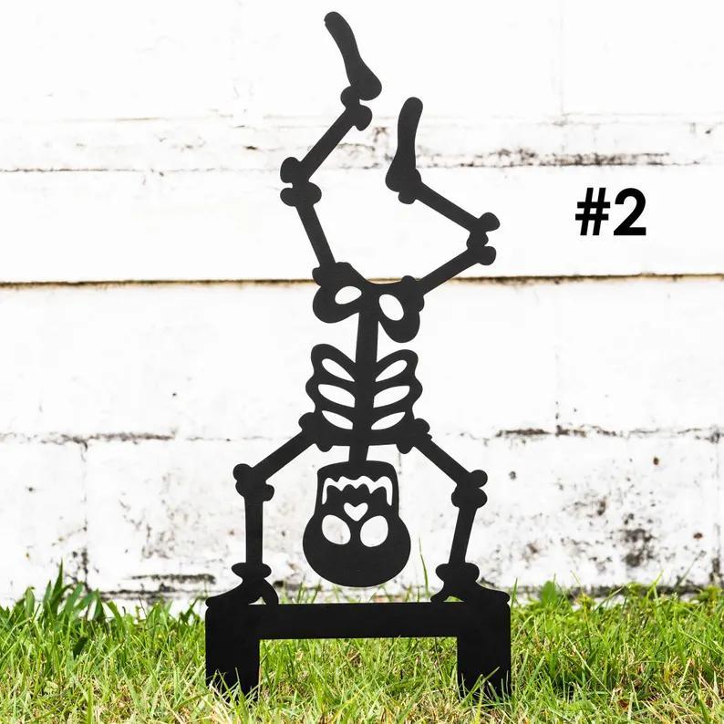 Outdoor Skeleton Halloween Decor, Halloween Outdoor Sign, Halloween Garden Signs, Halloween Yard Stakes, Halloween Sign Skeleton Decor