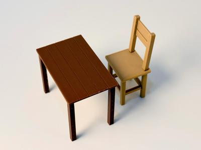 1/6 Doll house desk table (Print in place)