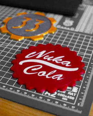 Fallout Series Coasters - Vault 33 Gear & Nuka Cola Bottle Cap (No MMU or AMS Required)