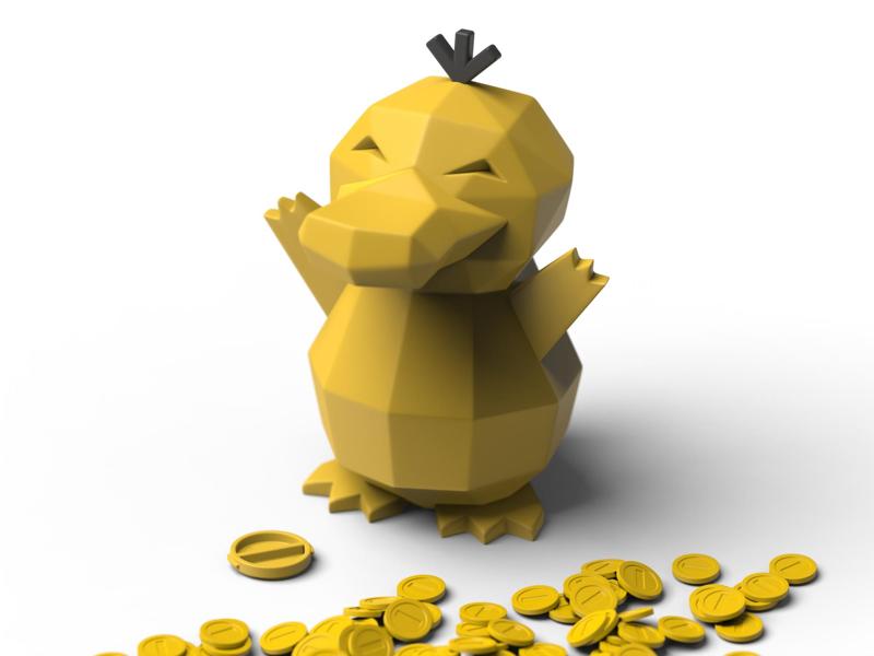 Low-poly Psyduck - Piggy Bank