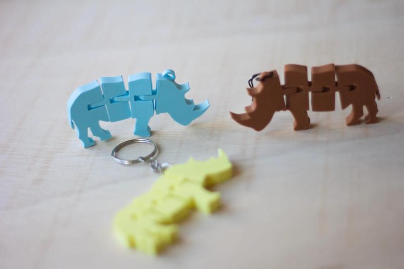 Flexi Rhinoceros Keychain Articulated