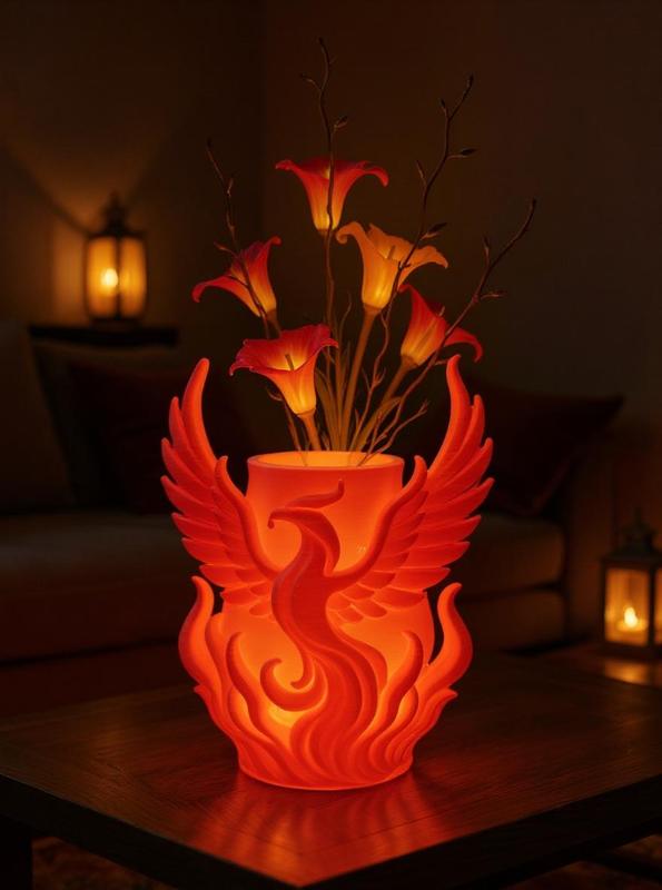 Rise of the Phoenix – Sculptural Vase with Wings and Flame Motif