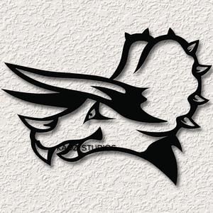 triceratops wall art dinosaur wall decor dino decoration prehistoric 2d