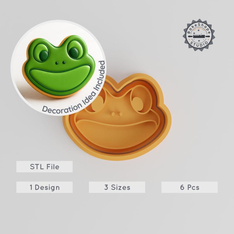 Frog Shape Cutter & Stamp Set, Perfect for Cookies & Fondant, 3 Sizes, 6 Pieces, Wildlife Amphibian Theme PRODUCT_2147