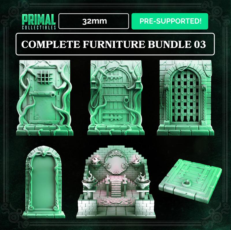 6 miniatures - 32mm - Complete furniture RPG elves expansion game - THE MIRROR MAZE - MASTERS OF DUNGEONS QUEST