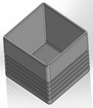 Square pen cup with horizontal slits at the bottom