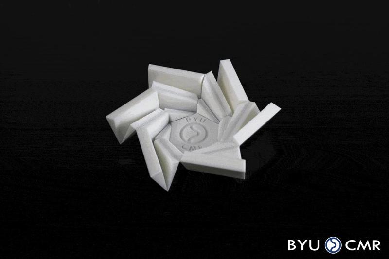 Folding Origami Flasher Hexagon with Living Hinges