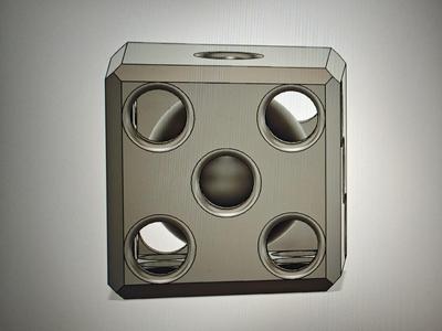 hollow dice with moving sphere inside