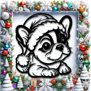 santa frenchie wall art christmas puppy wall decor cute puppy decoration