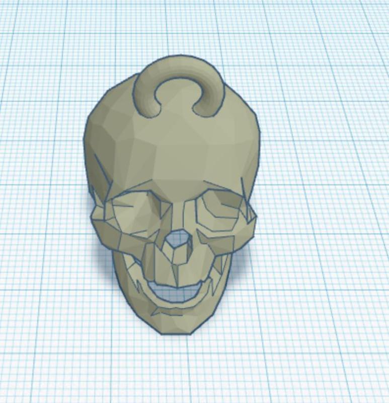 low poly skull keychain