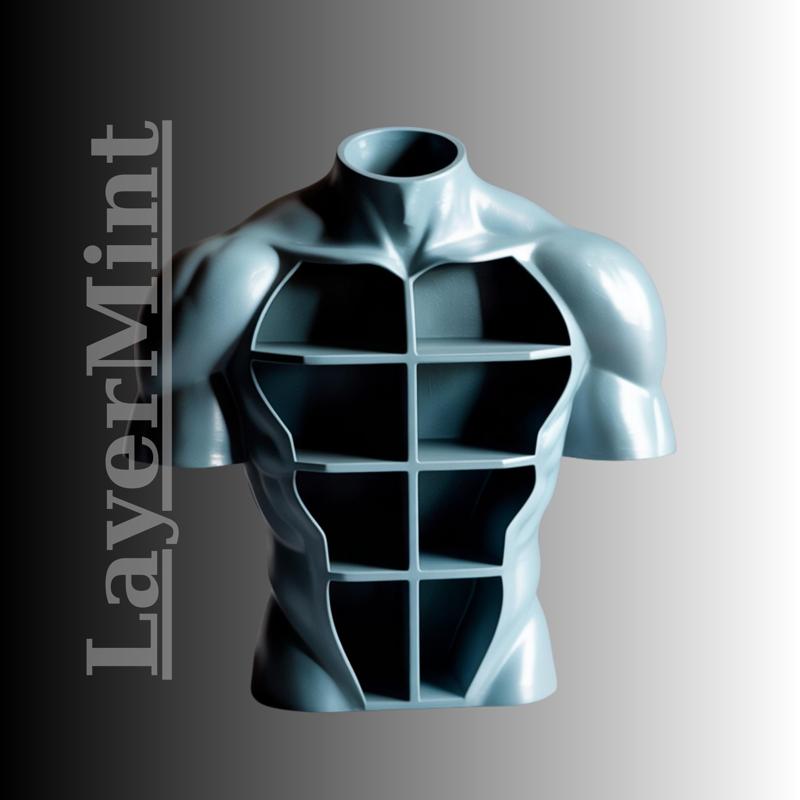 Muscular Torso Organizer STL – Anatomical Bust with Functional Storage Shelves 3D Printable Model