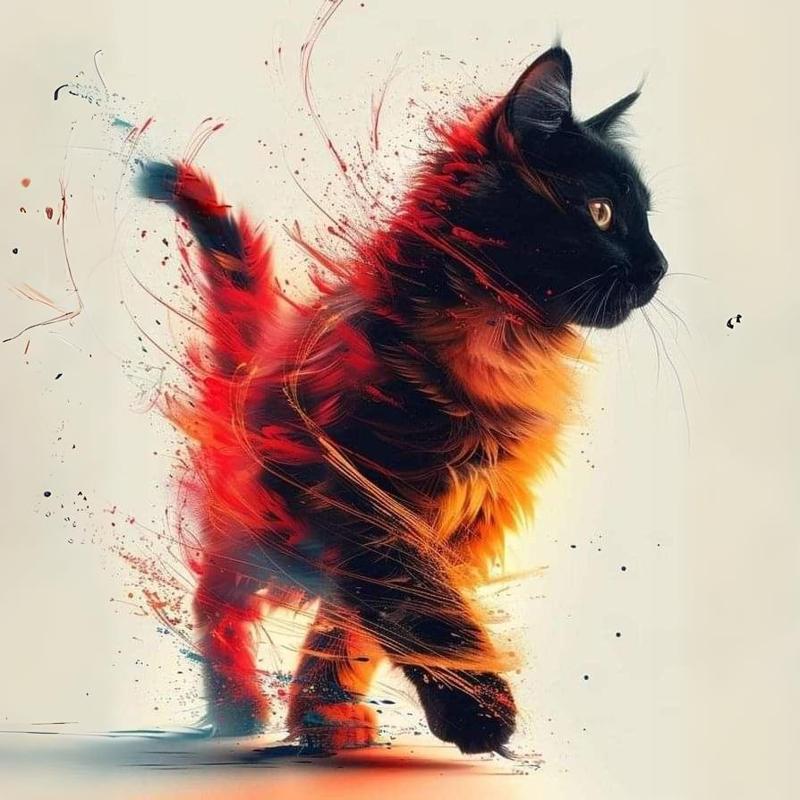 Hueforge cat on fire
