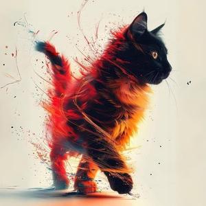 Hueforge cat on fire