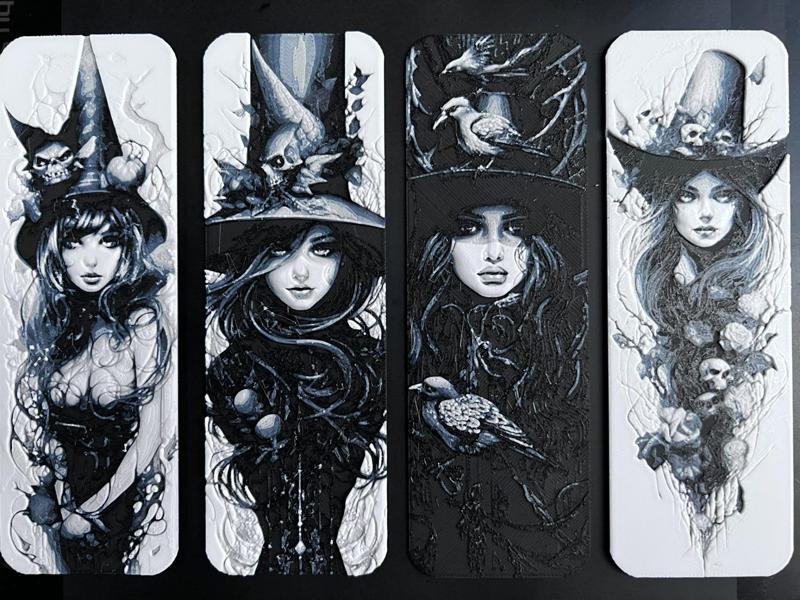 2º Set 4 bookmarks Witch halloween hueforge