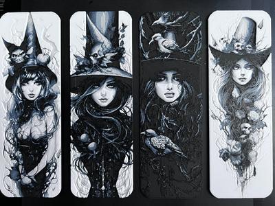 2º Set 4 bookmarks Witch halloween hueforge