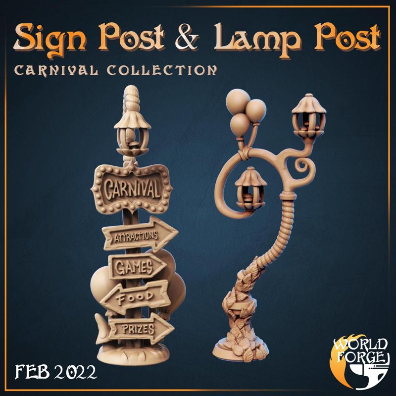 Carnival Sign Post and Lamp Post - Terrain