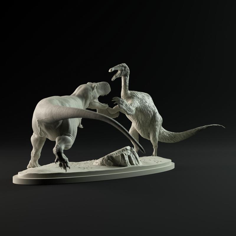 Tarbosaurus vs Deinocheirus 1-35 scale pre-supported dinosaur
