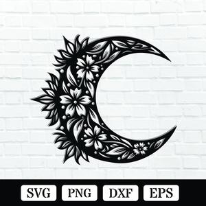Floral Moon Metal Wall Art Laser Cut Files