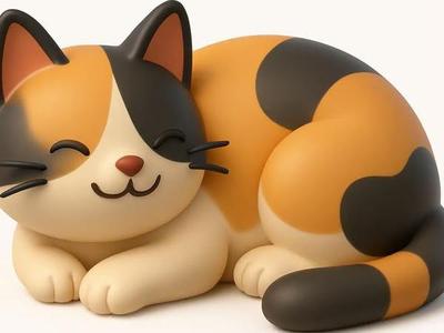 A figurine of a sleeping kitten