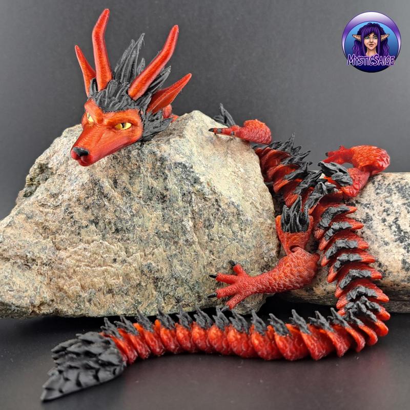Flexy Furry Dragon-Articulated-Print in place
