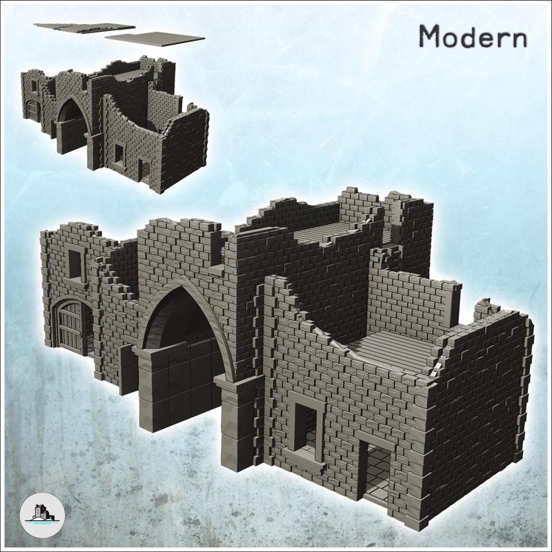 Ruined stone building with large gothic arch (14) - World War Two Second WWII Western campaign USA UK Germany