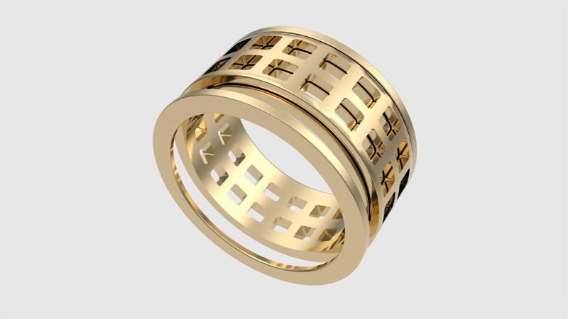 Rotating Grid Design Ring 3D print