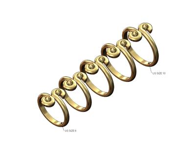 Double stud scroll ends band US sizes 6to10 3D print model