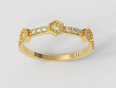 Hexagon Gemstone Ring