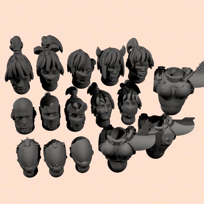 Evil space elf heads and torsos