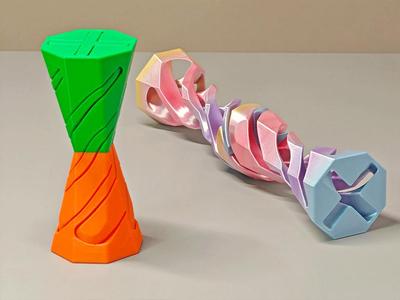 Print in Place Repeatable Spiral Square Cone Fidget Toy TD1 Square Cone