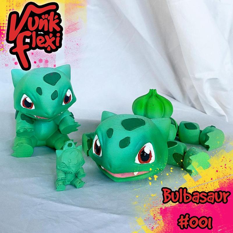 Pokemon Bulbasaur Flexi Print-In-Place + figure & keychain