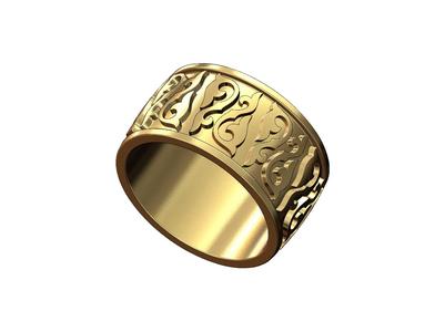Floral scroll engraving cigar band US sizes 8 9 10 3D print model