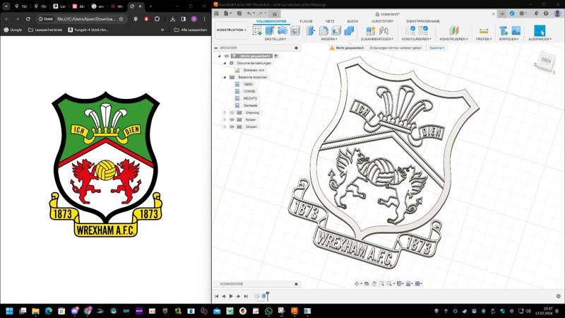 Wrexham AFC logo zum farbig drucken vorbereitet