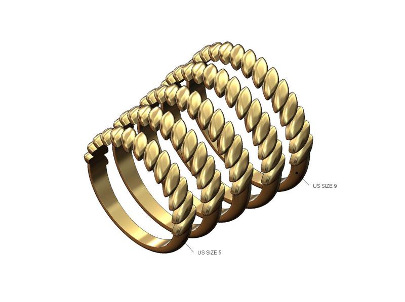 Rounded tilted leaf band size 5 to 9 3D print model