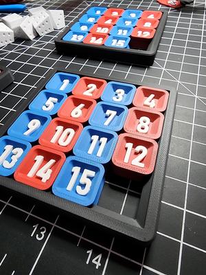 Print in Place Sliding 15 Number Puzzle - Multi-Color Print