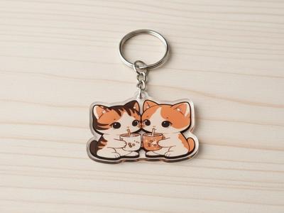 Cute kitten couple keychain