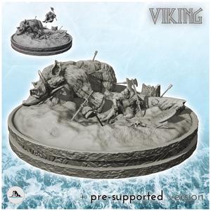 Viking warrior sitting next to carcass of giant boar (4) - Alkemy Asgard Lord of the Rings War of the Rose Warcrow Saga