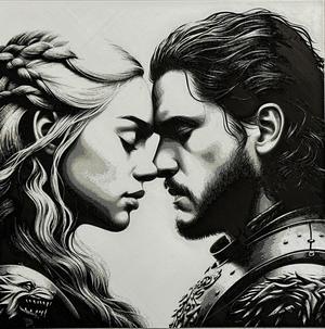 Daenerys & Jon Snow filamentpainting Hueforge