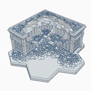 Gothic Ruined Building 13 with Hex Base GRHB013