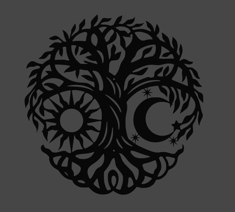 Tree of life day and night sillhouette