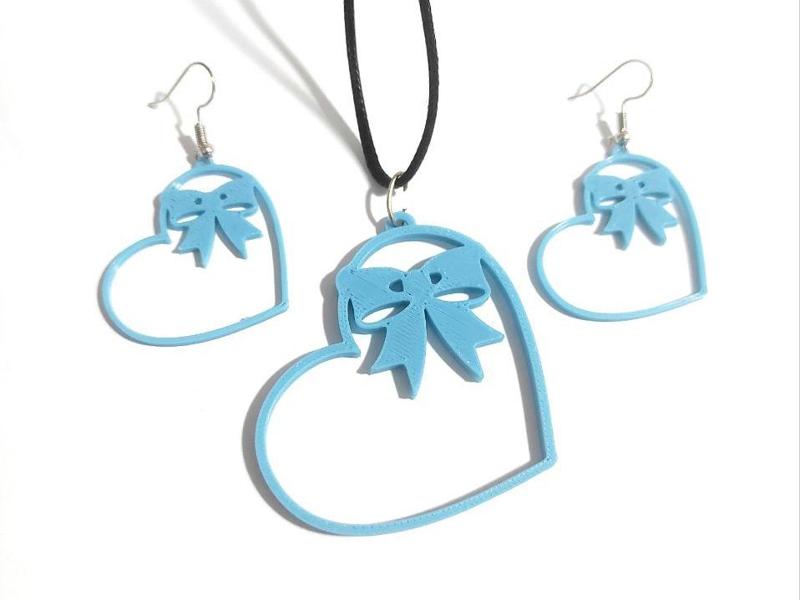 Bow Heart Charm Set