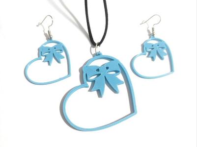 Bow Heart Charm Set