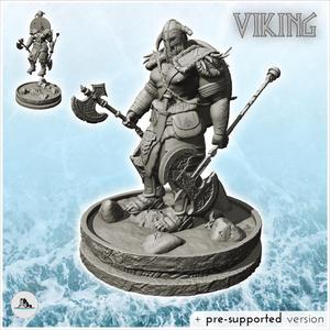 Viking warrior with horned helmet and double war axes (18) - North Northern Norse Nordic Saga 28mm 20mm 15mm
