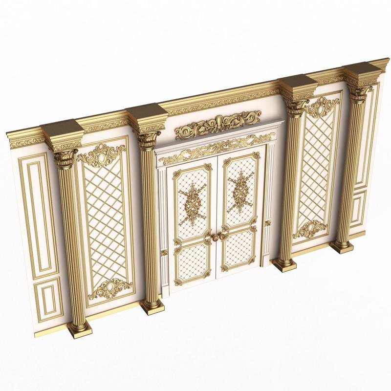 Boiserie Classic Wall with Mouldings 04 White